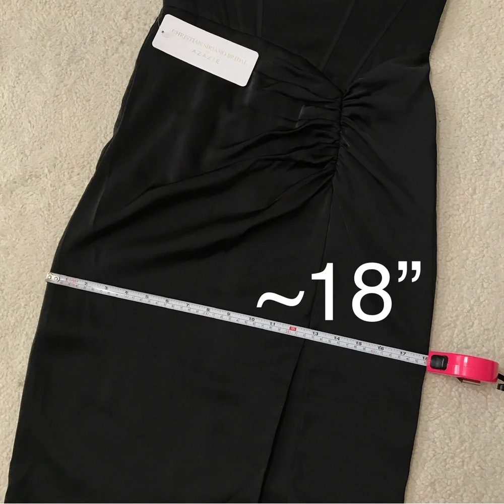 Christian Siriano Azazie Black Bustier Maxi Dress Satin Sweetheart Size 4 - Picture 9 of 16